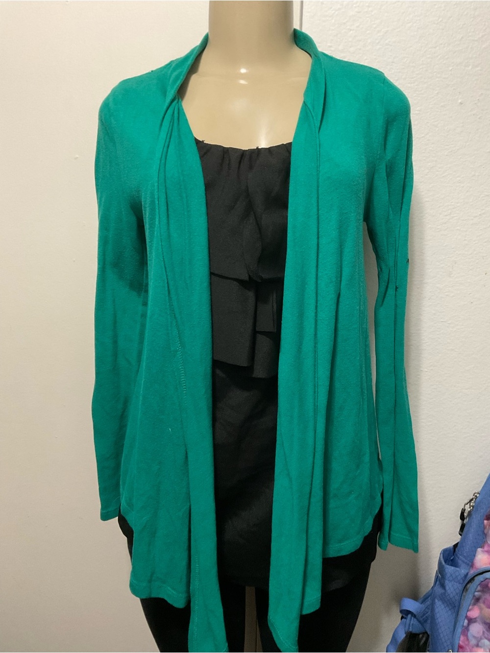 Ambiance Apparel Women’s Open-Front Turquoise Cardigan size S